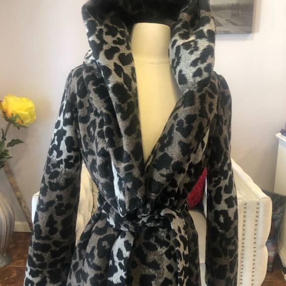 Tahari Marla Leopard wool wrap coat XS - Picture 5 of 15
